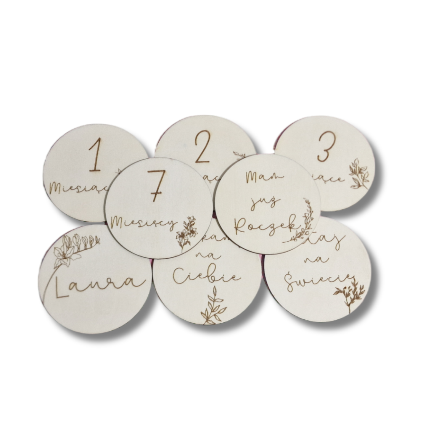 Drewniane tabliczki z miesiącami do zdjęć dziecka - obrazek 3