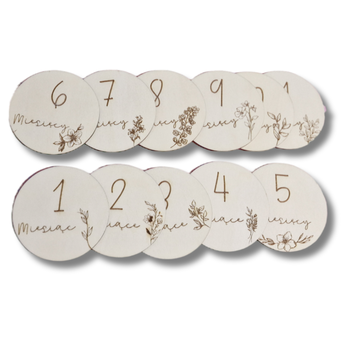 Drewniane tabliczki z miesiącami do zdjęć dziecka - obrazek 2