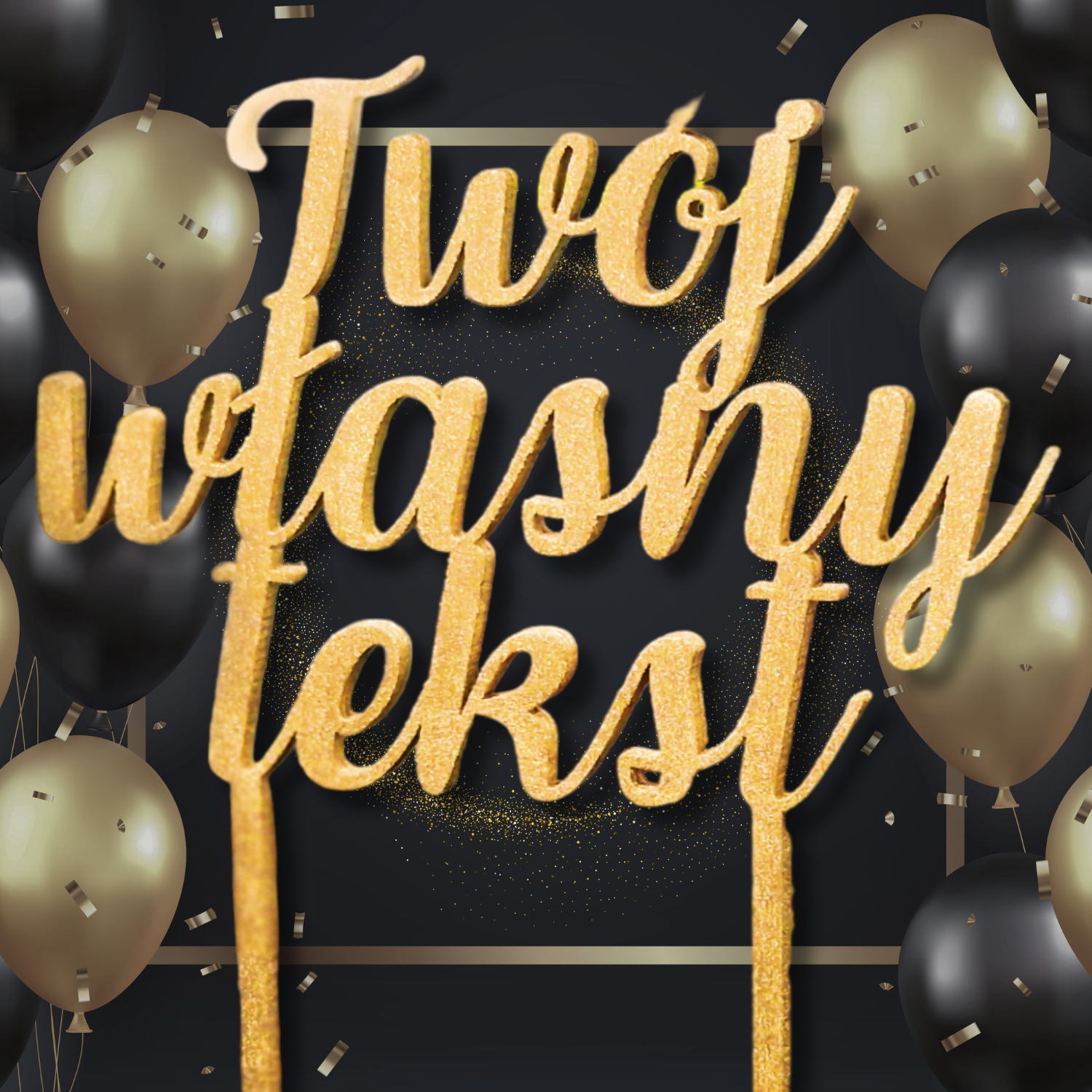 Topper złoty 28cm personalizacja własny tekst - obrazek 8