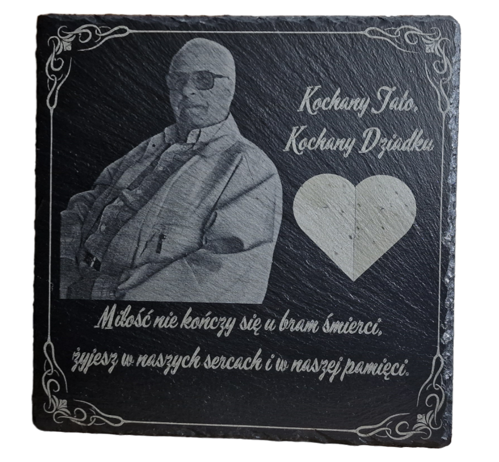 Kamienna tabliczka ze zdjęciem