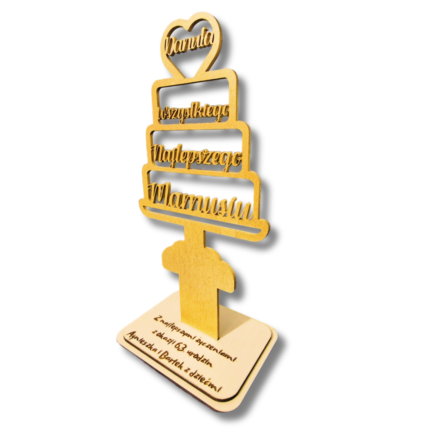 Statuetka "Wszystkiego najlepszego, Mamusiu" z Personalizacją - złota - obrazek 2
