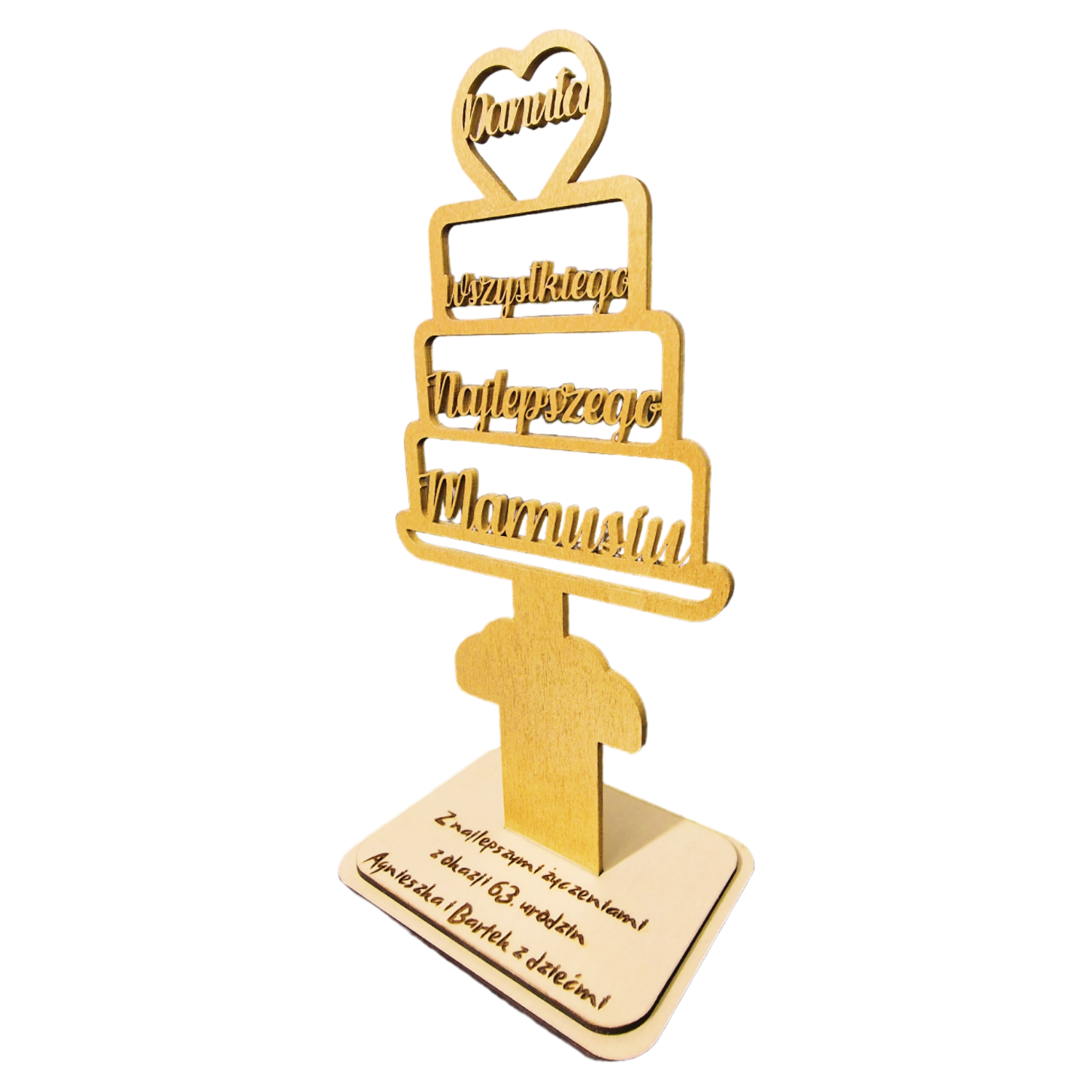 Statuetka "Wszystkiego najlepszego, Mamusiu" z Personalizacją - złota - obrazek 4