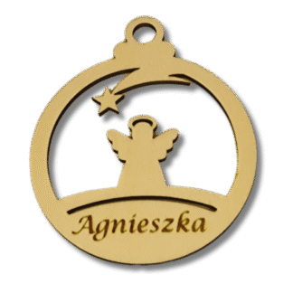 personalizowana bombka drewniana aniołwk