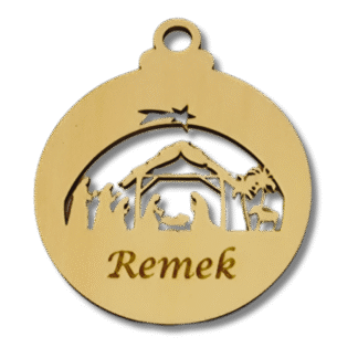 personalizowana bombka drewniana - stajenka