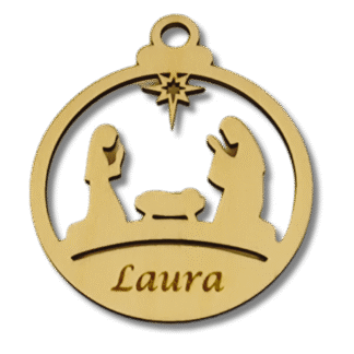 personalizowana bombka drewniana - żłóbek1