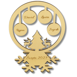 personalizowana stojąca bombka drewniana