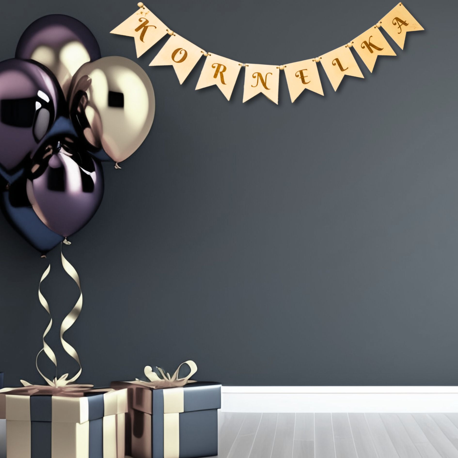 Baner Girlanda na przyjęcie oraz do pokoju dziecięcego - Imię chorągiewki - obrazek 6