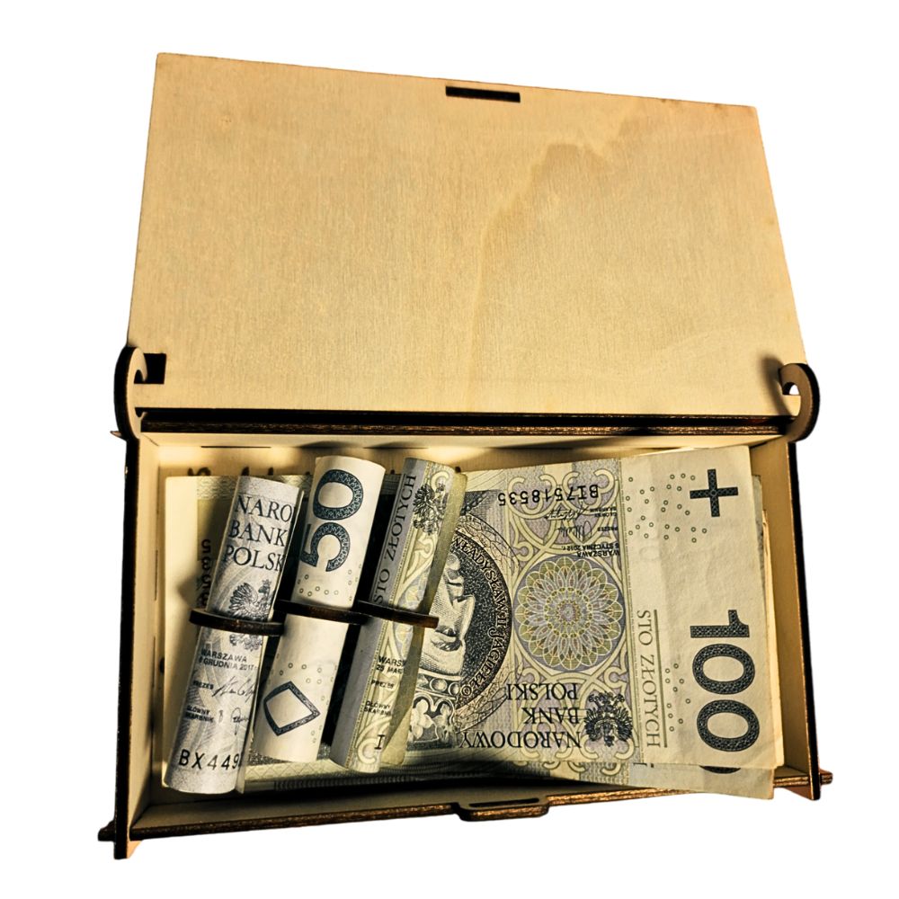 Drewniane pudełko na pieniądze - urodziny, komunia, ślub - obrazek 14