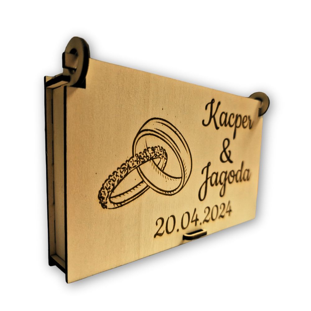 Drewniane pudełko na pieniądze - urodziny, komunia, ślub - obrazek 2