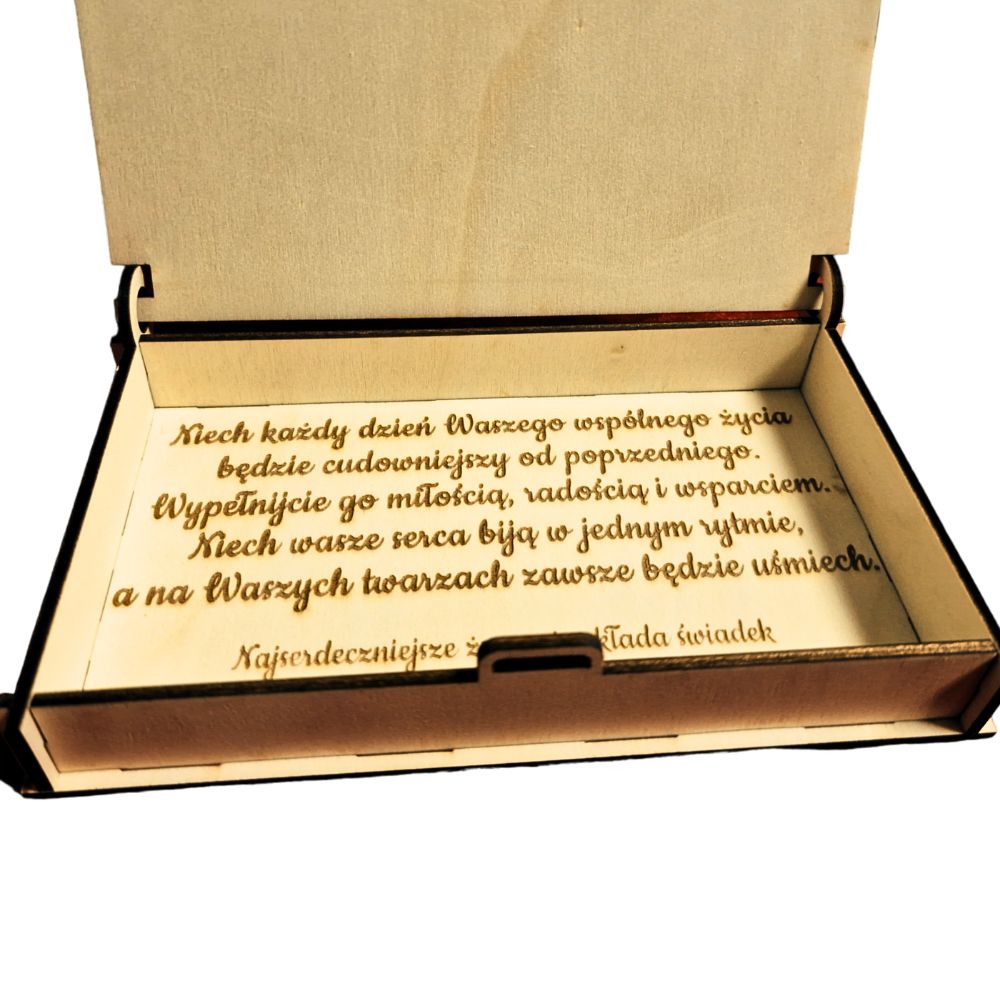 Drewniane pudełko na pieniądze - urodziny, komunia, ślub - obrazek 15