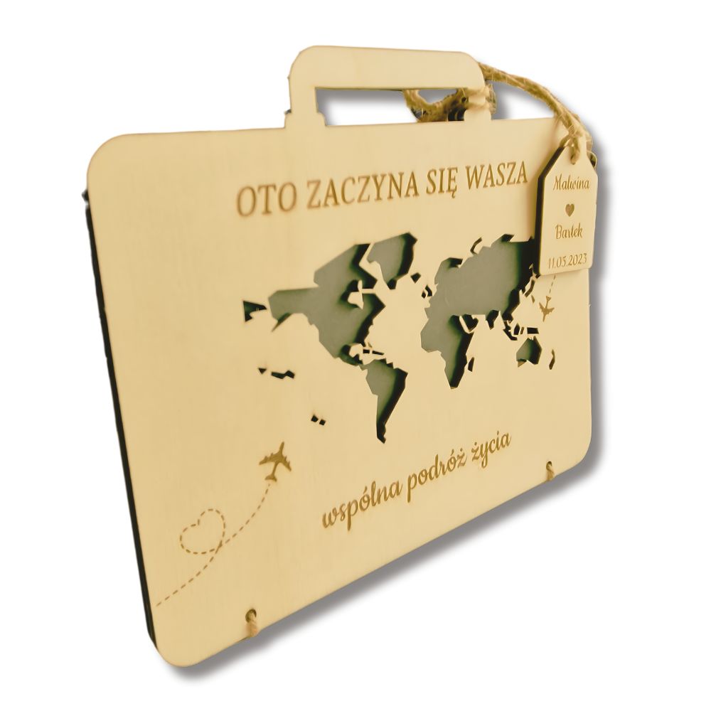 Kartka na pieniądze "walizka" z grawerem - Ślub, Wesele - prezent - obrazek 5