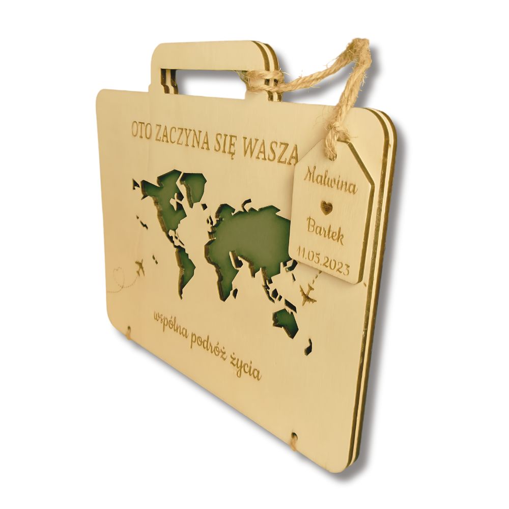 Kartka na pieniądze "walizka" z grawerem - Ślub, Wesele - prezent - obrazek 4