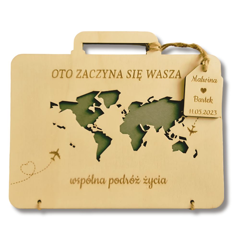 Kartka na pieniądze "walizka" z grawerem - Ślub, Wesele - prezent - obrazek 2