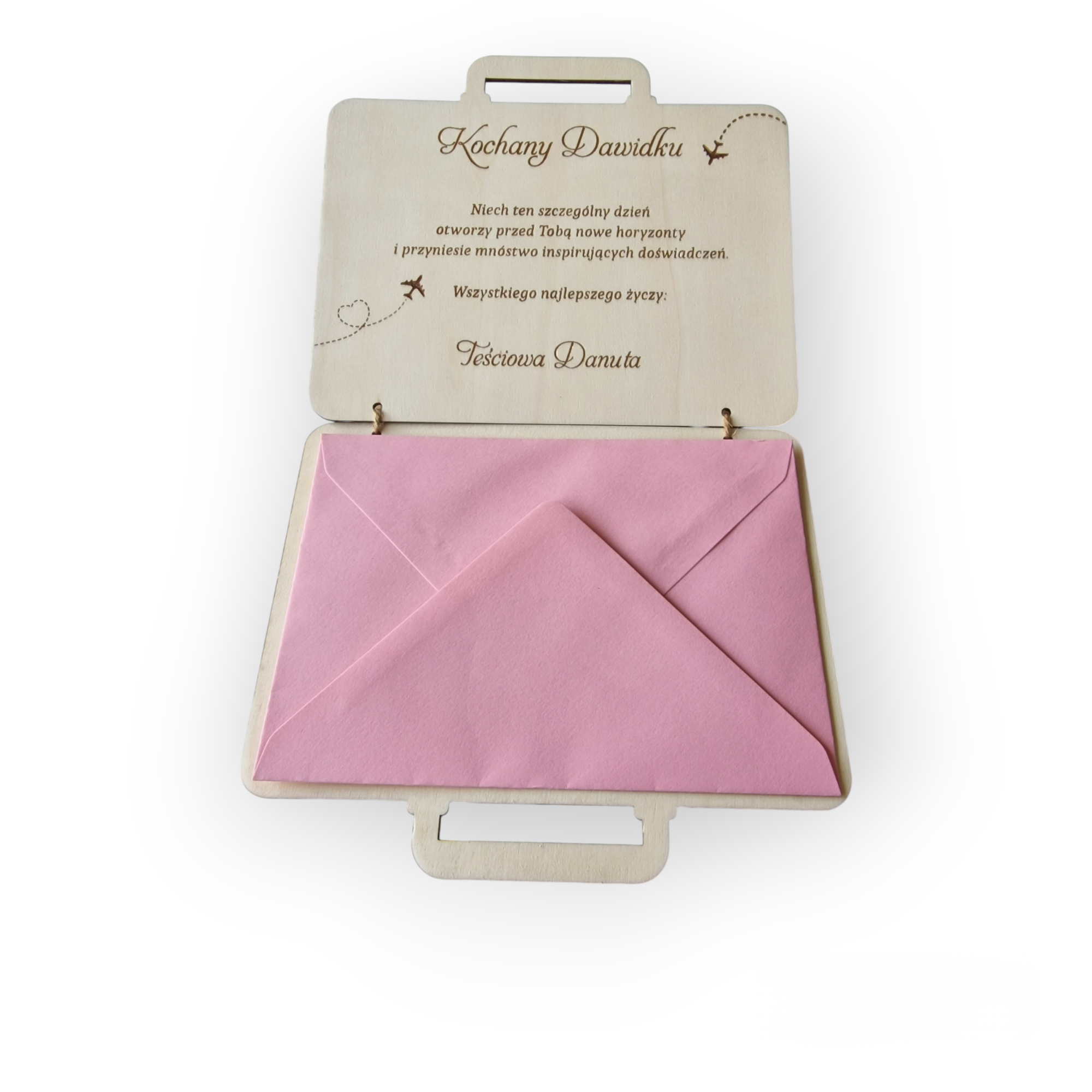 Urodzinowa kartka na pieniądze "walizka" z grawerem - obrazek 9