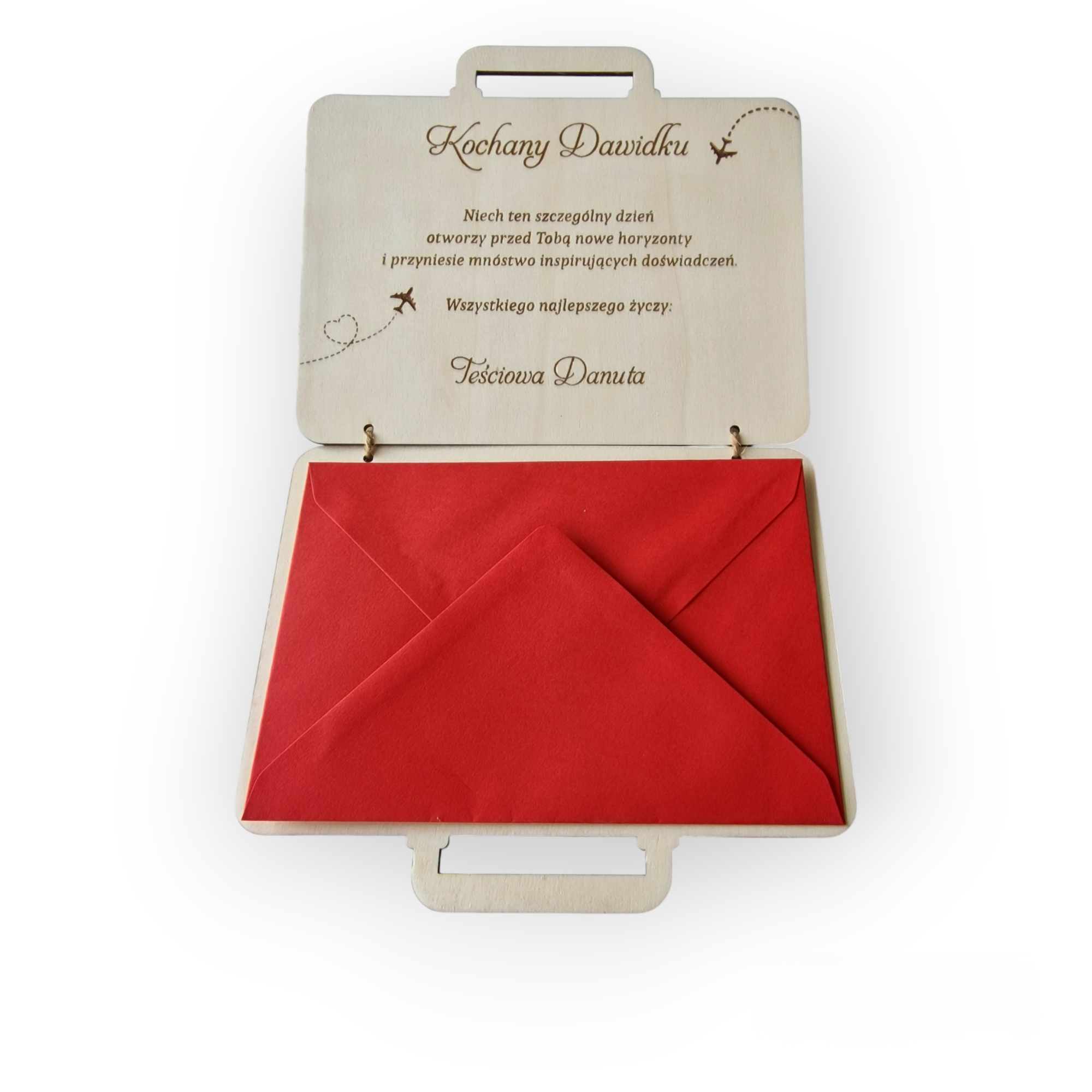 Urodzinowa kartka na pieniądze "walizka" z grawerem - obrazek 7