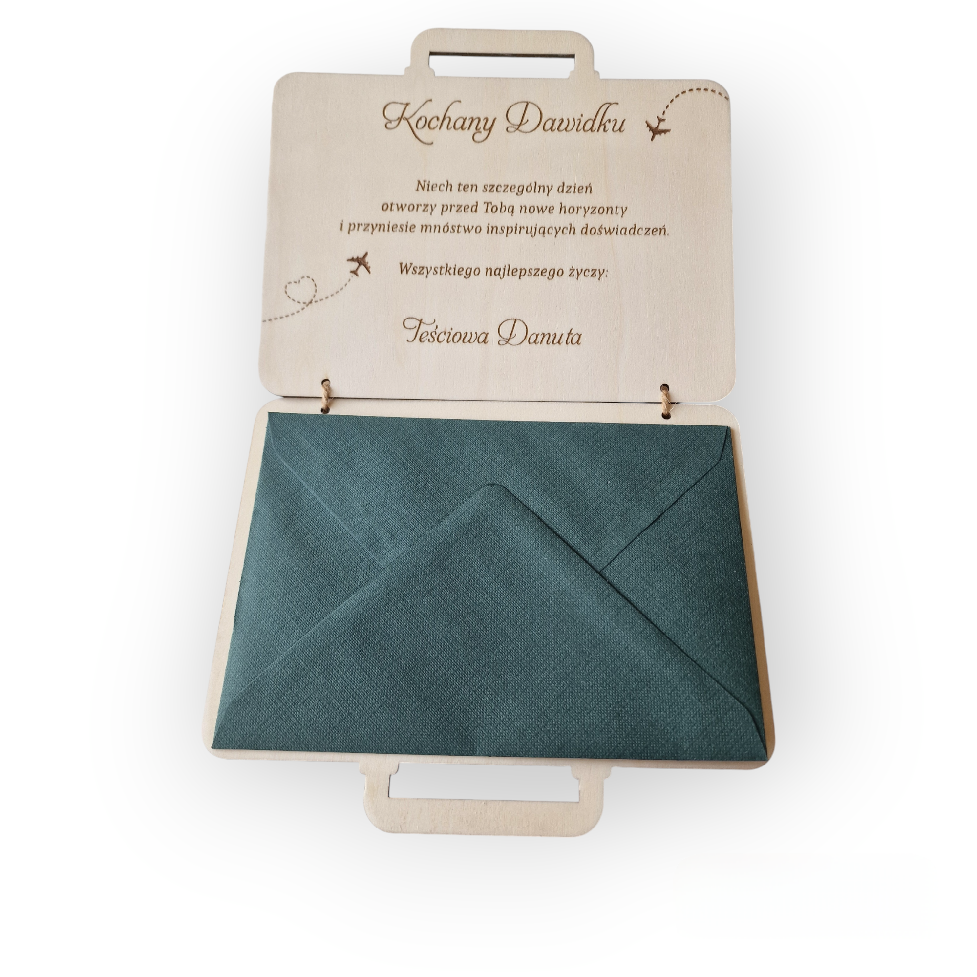 Urodzinowa kartka na pieniądze "walizka" z grawerem - obrazek 8