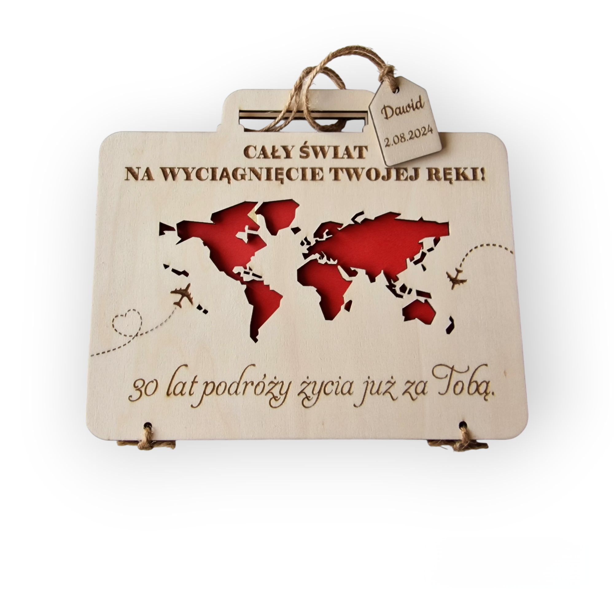 Urodzinowa kartka na pieniądze "walizka" z grawerem - obrazek 3