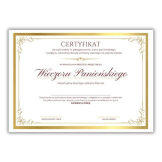 Certyfikat Wieczór Panieński