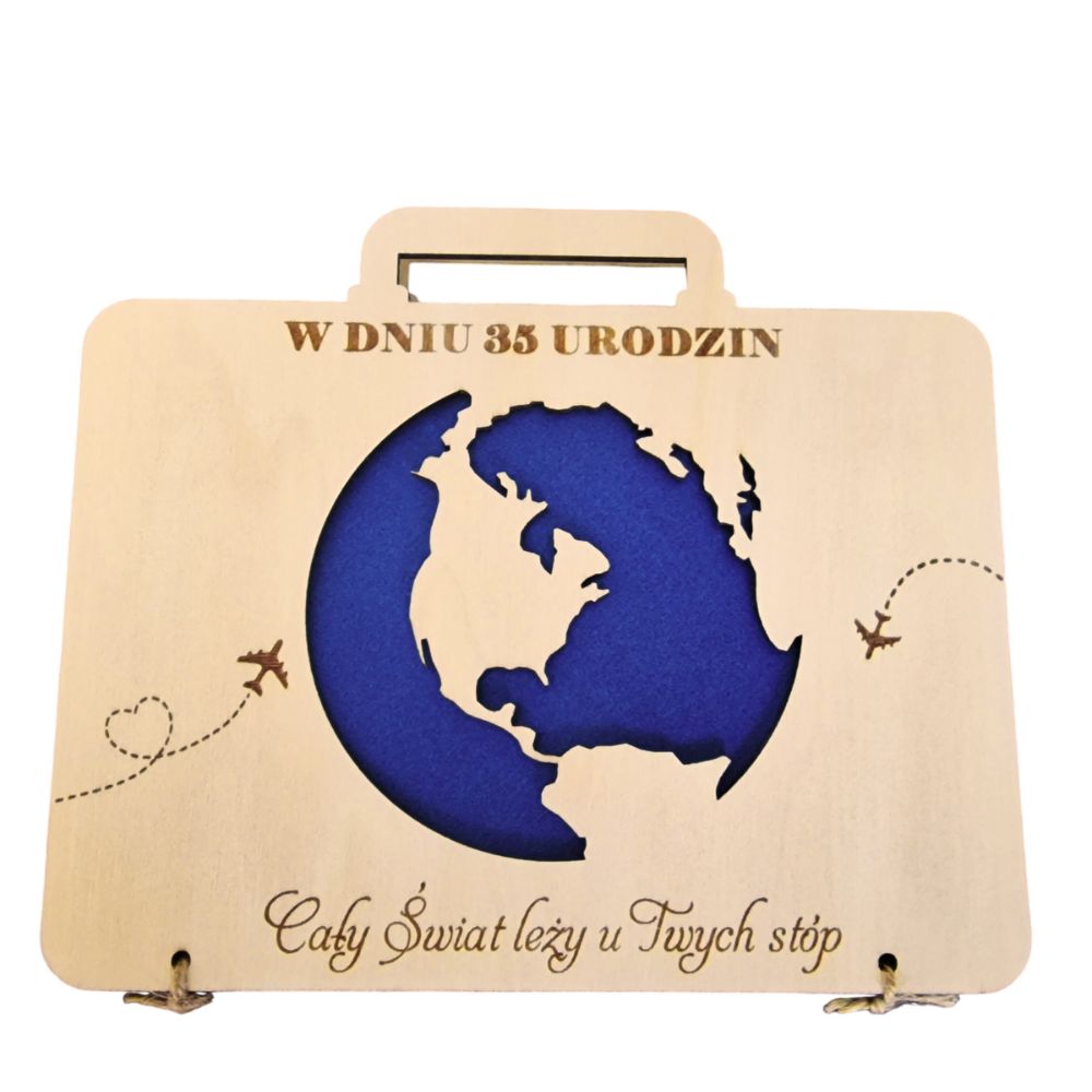 Urodzinowa kartka na pieniądze "walizka" z grawerem w2 - obrazek 2