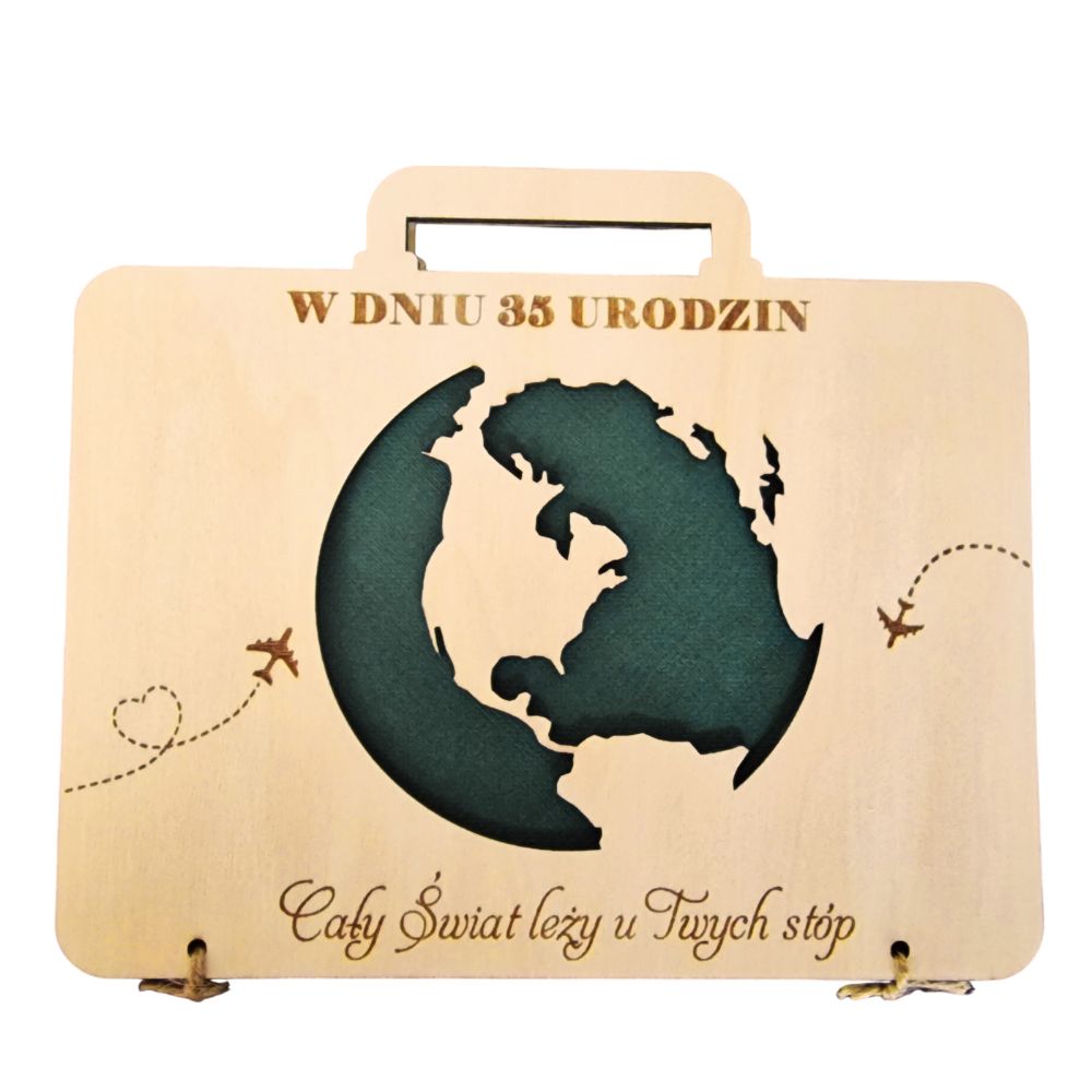 Urodzinowa kartka na pieniądze "walizka" z grawerem w2 - obrazek 3