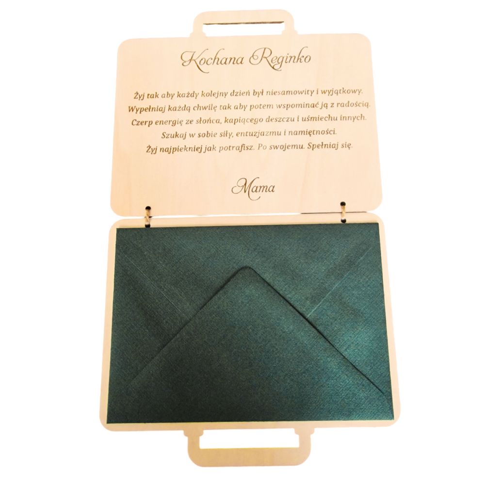 Urodzinowa kartka na pieniądze "walizka" z grawerem w2 - obrazek 7