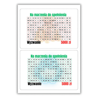 wkładki do skarbonki wykreślanej