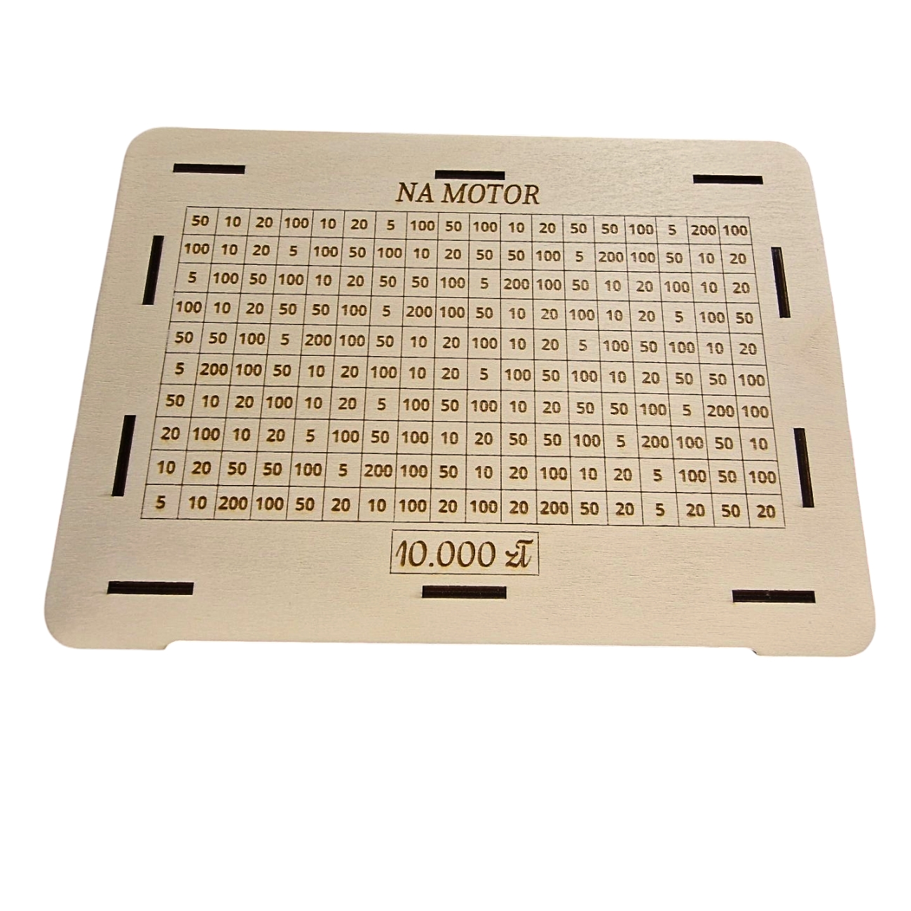 Skarbonka wykreślana. Grawerowana z dowolnym tekstem i kwotą wykreślanką