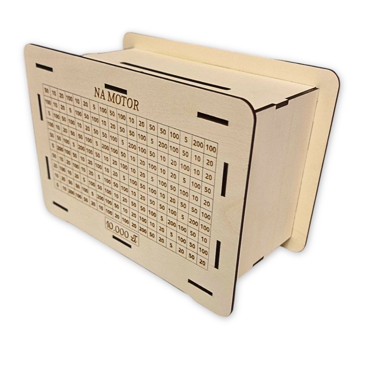 Skarbonka wykreślana. Grawerowana z dowolnym tekstem i kwotą wykreślanką