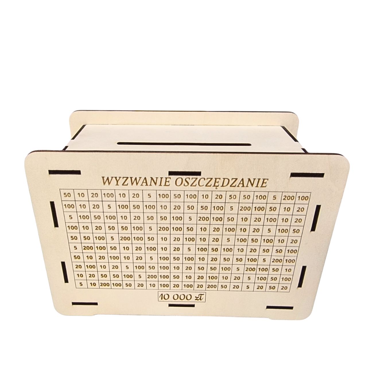 Skarbonka wykreślana. Grawerowana z dowolnym tekstem i kwotą wykreślanką