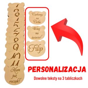 drewniane tabliczki do zdjęć dziecka - pierwszy rok życia