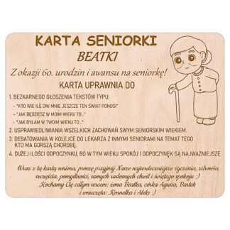 karta seniorki - prezent na urodziny