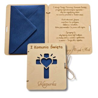 Pamiątka Pierwszej Komunii Świętej - kartka z życzeniami i kopertą