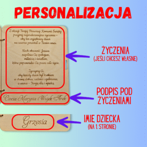 Pamiątka Pierwszej Komunii Świętej - kartka z życzeniami i kopertą - personalizacja