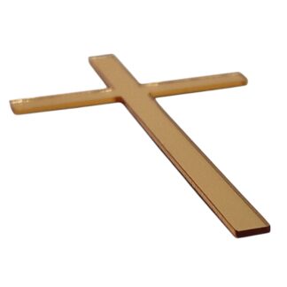 krzyż akrylowy - złote lustra z połyskiem 8 cm
