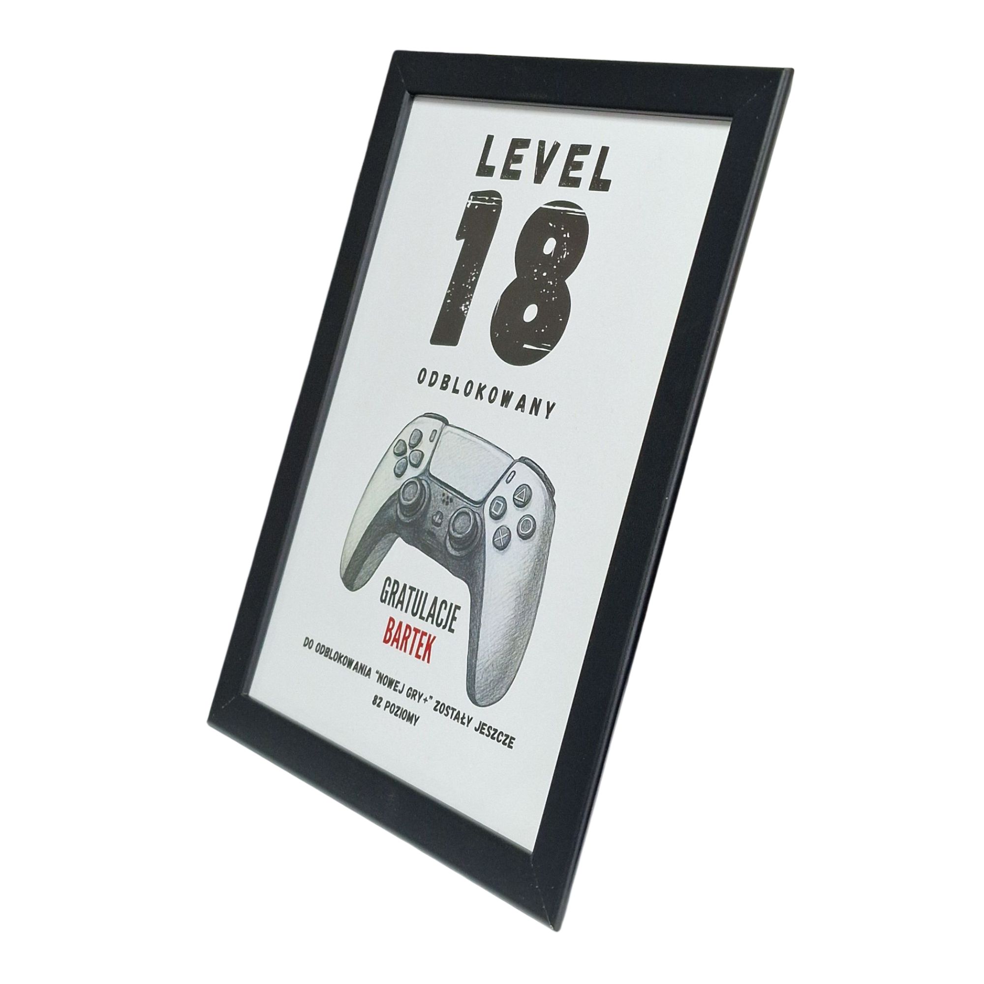 personalizowany plakat A4 w ramce - prezent urodzinowy LEVEL