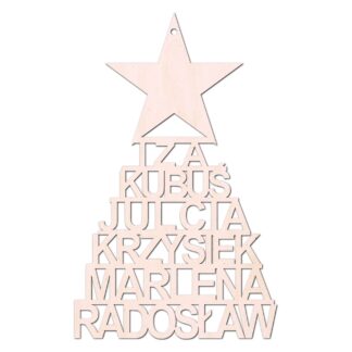 bombka - drewniana choinka z imionami